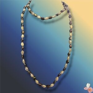 Honora 34" Freshwater Pearl Opera Necklace Peacock Ivory Sterling Clasp 282
